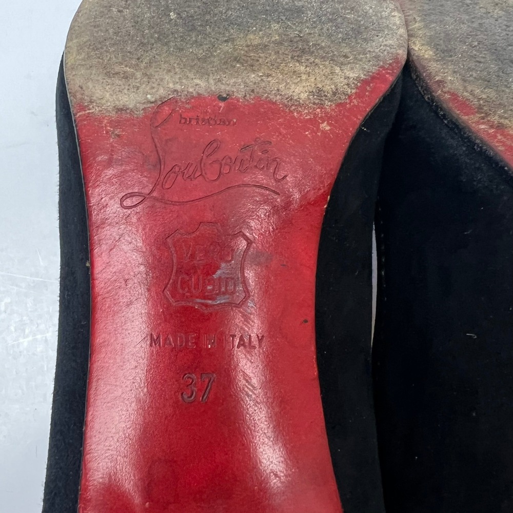 Vtg Christian Louboutin Suede Tassel Kitten Heel Pumps Red Bottom 37 US 6.5 Y2k - Picture 8 of 8